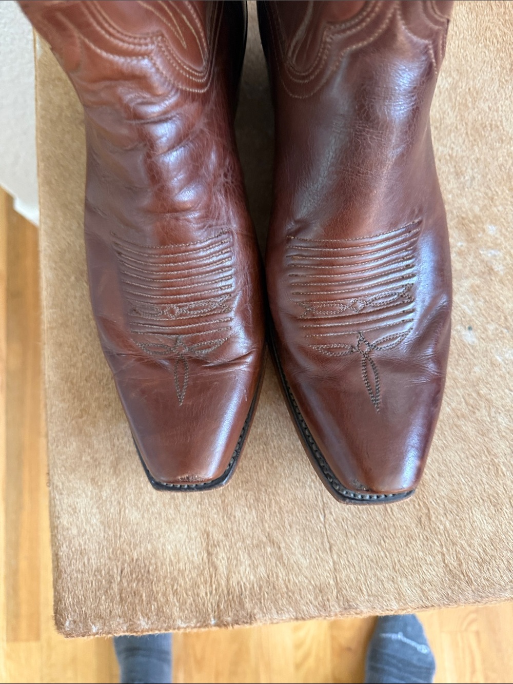 Lucchese USA Cowboy Boots Mens 10D Brown Leather Western Square Toe - Picture 9 of 9